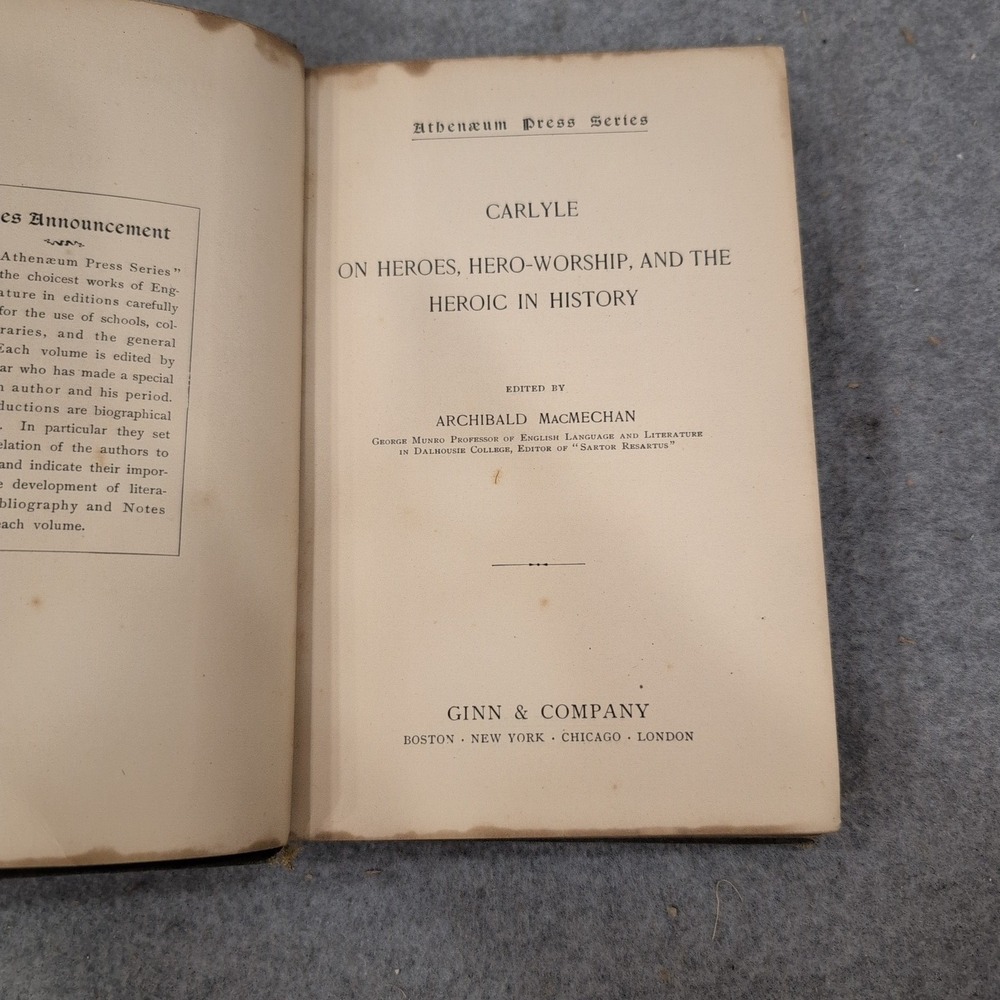 Thomas Carlyle On Heroes Hero-Worship And The Heroic In History 1901 Hardcover - Picture 4 of 5